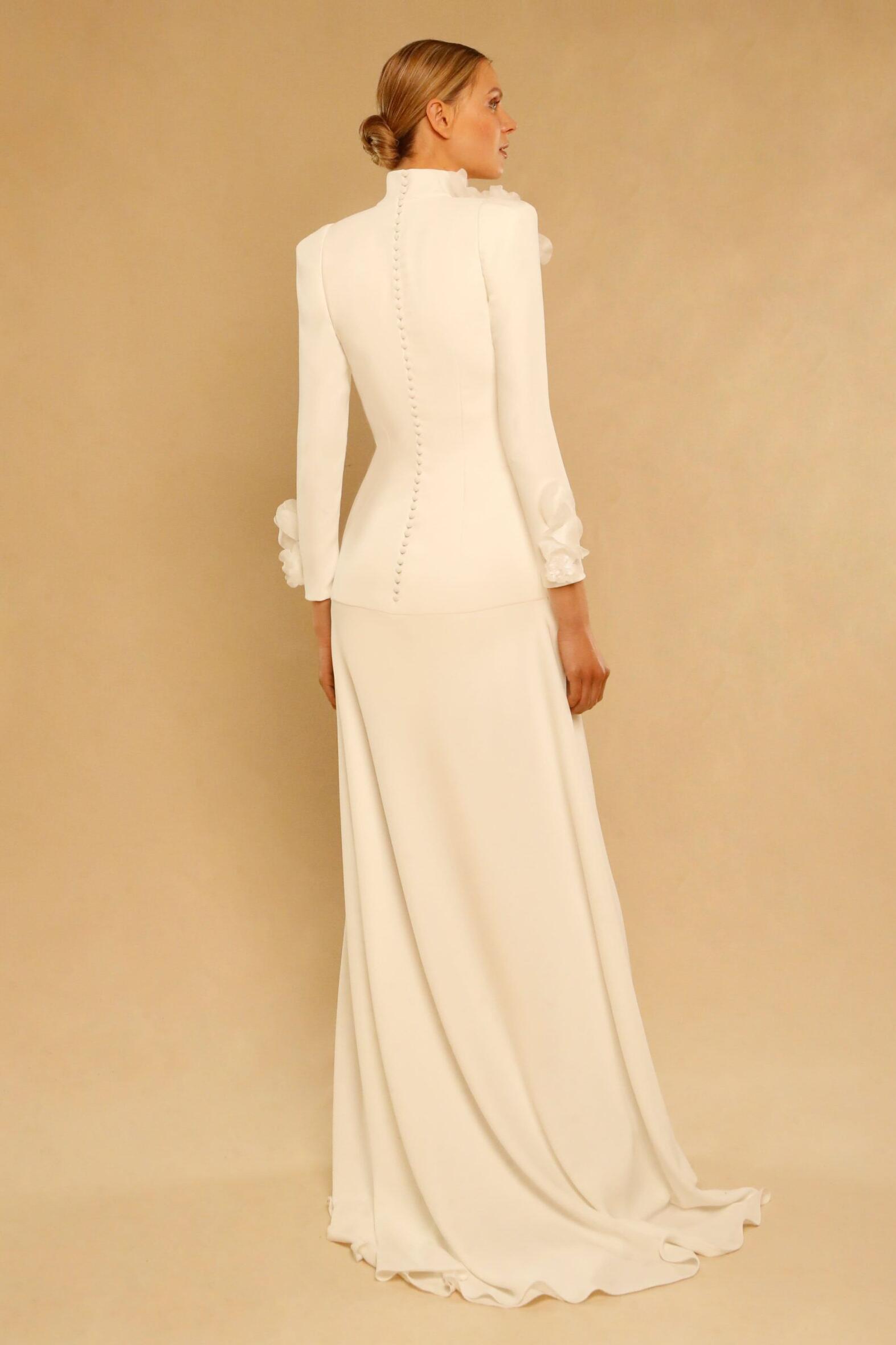 3D Flower Single Breasted Long Sleeve Maxi Dress