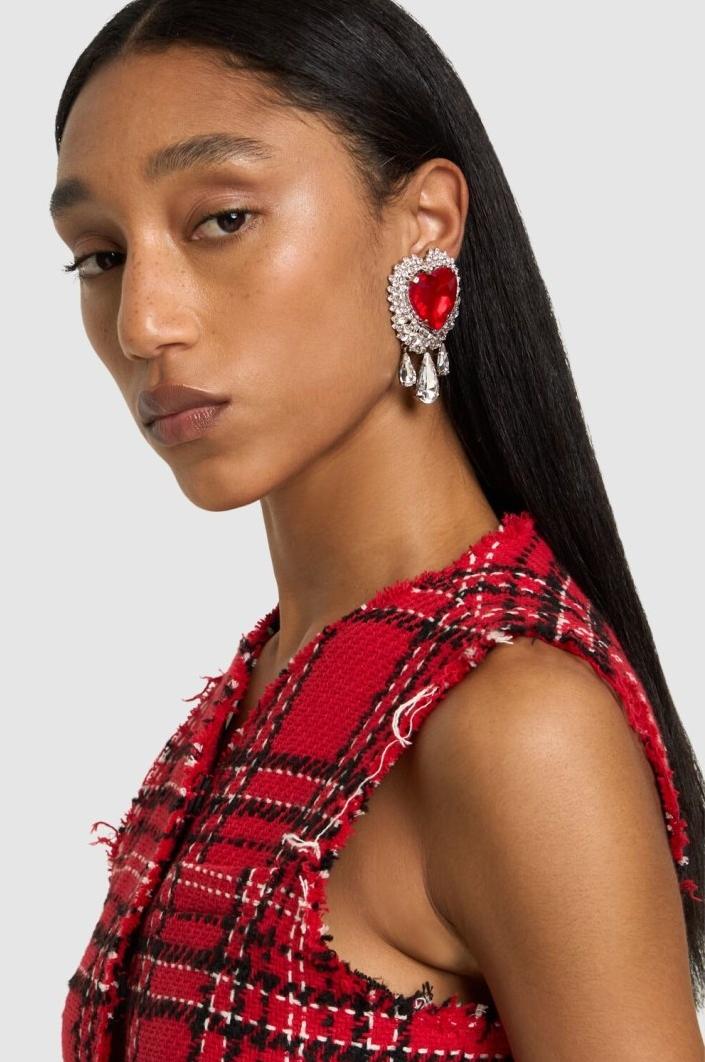 Heart Shape Rhinestone Teardrop Drop Earrings