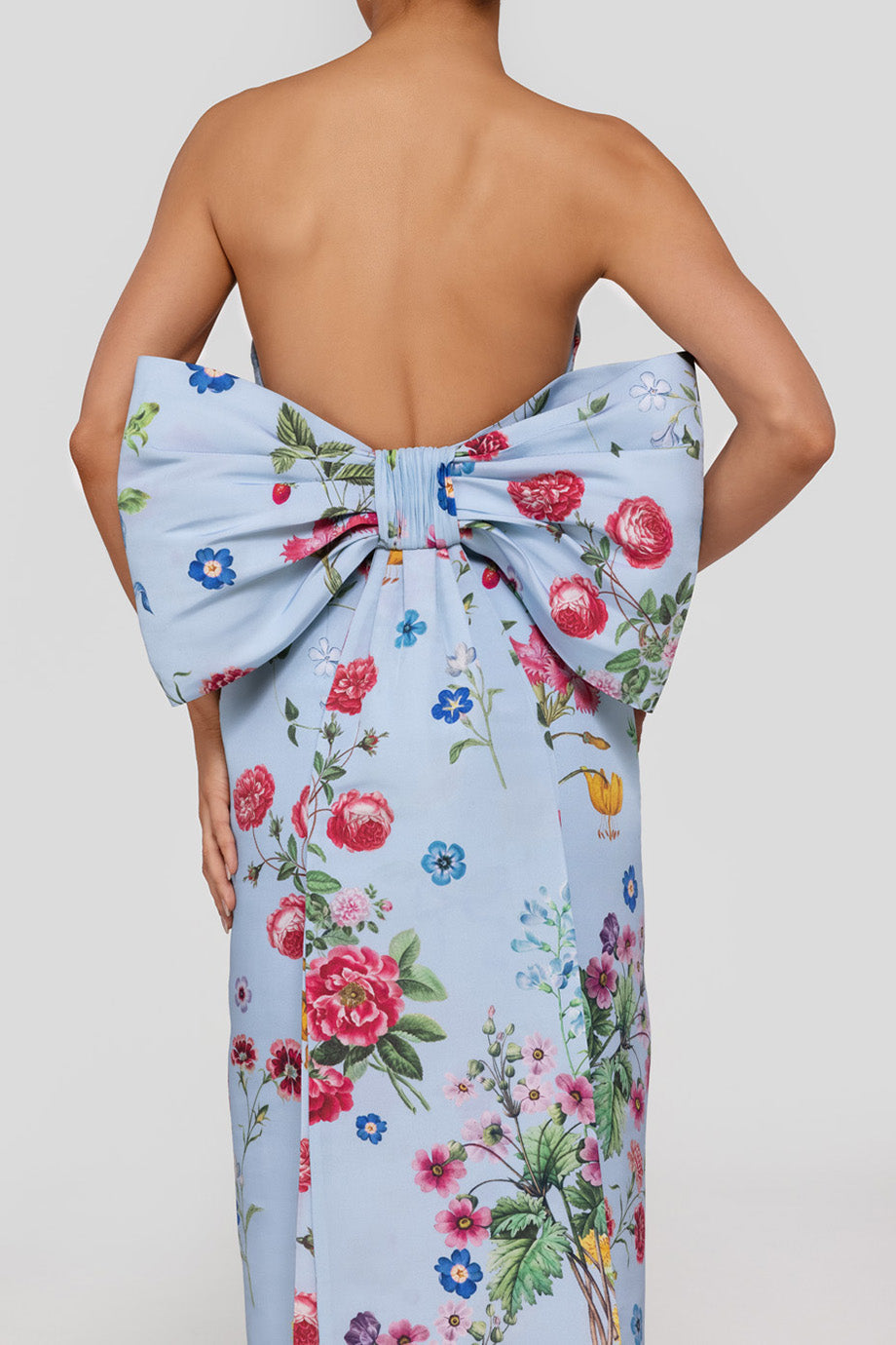 Bow Floral Off-Shoulder Midi Dress