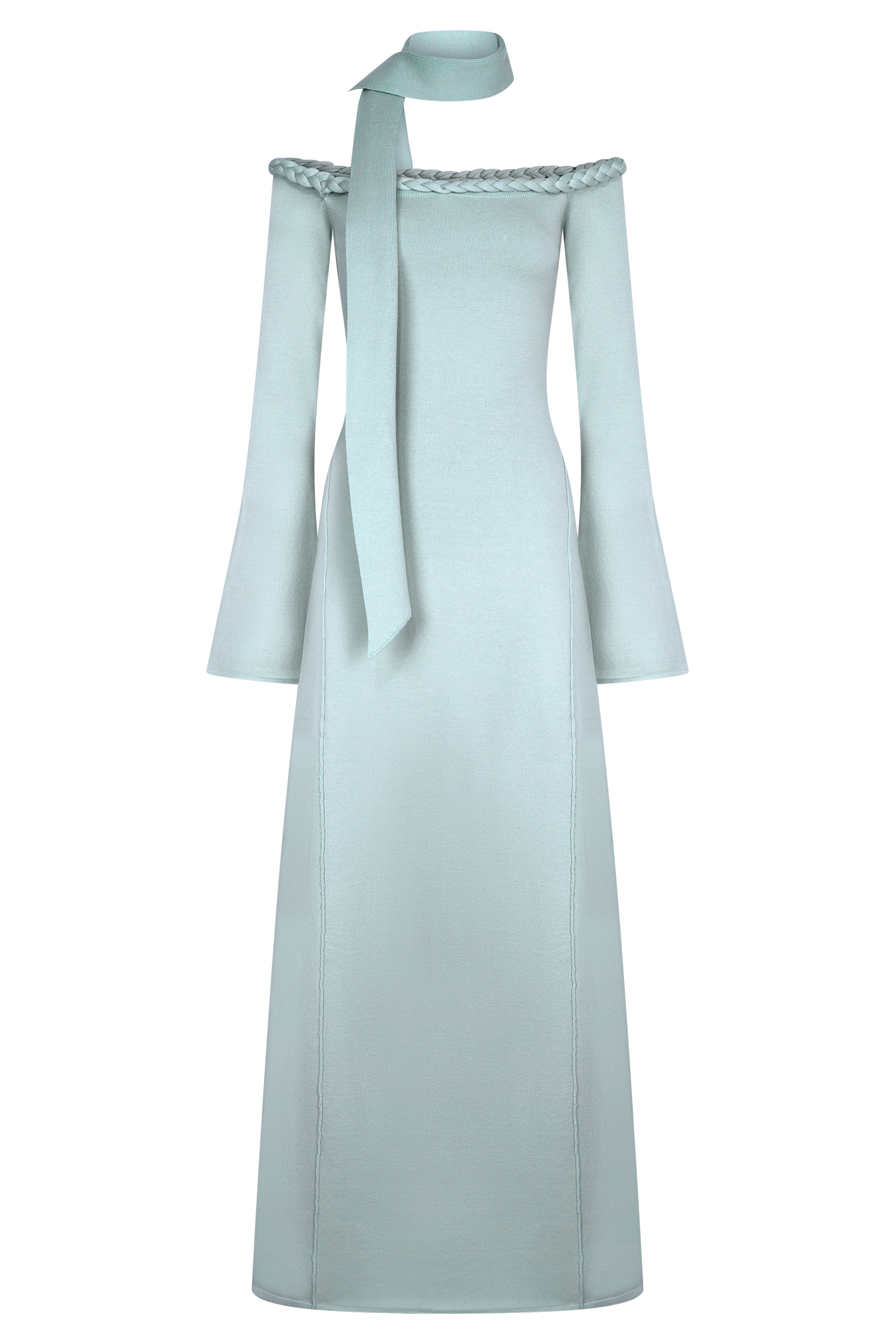 Knotted Off Shoulder Maxi Dress With Scarf