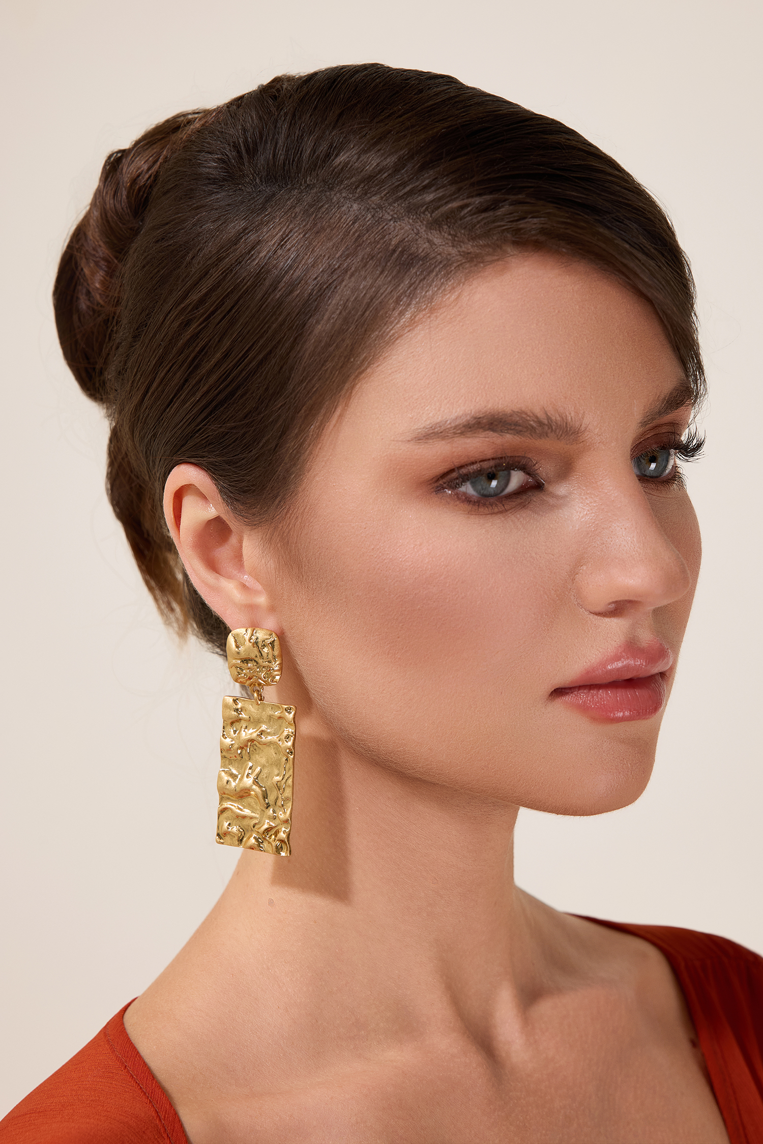 Vintage Rectangle Cameo Metal Earrings