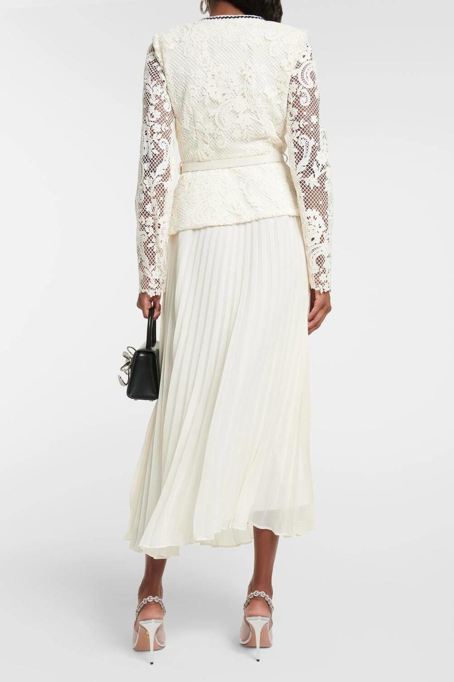 Lace Splicing Embroidered Pleat Skirt Set