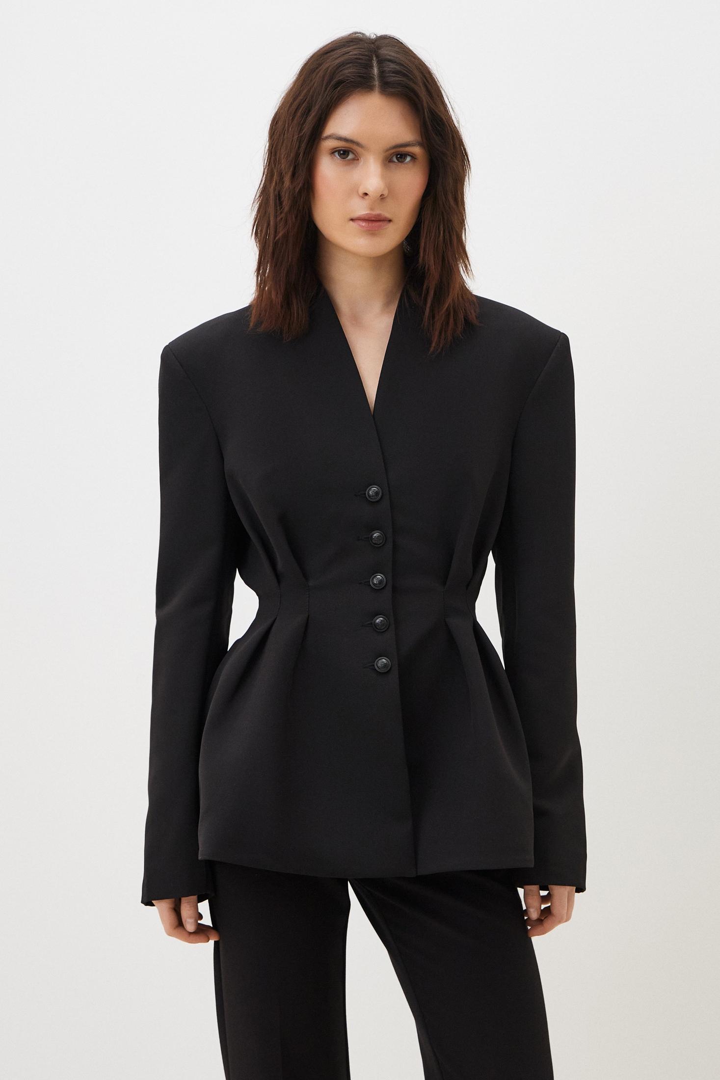 Ruched Button Blazer & Mid Waist Pants Set