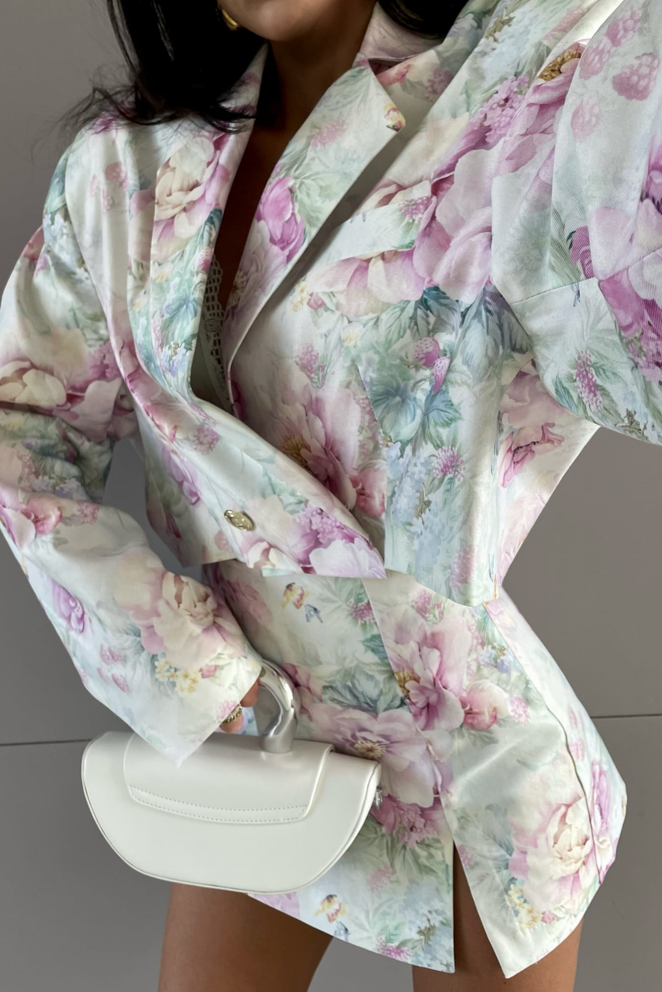 Floral Long Sleeve Blazer ＆ Mid Waist Floral Pants Set
