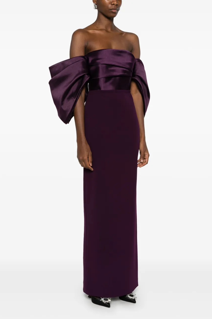 Satin Splicing Off-Shoulder Midi Dress