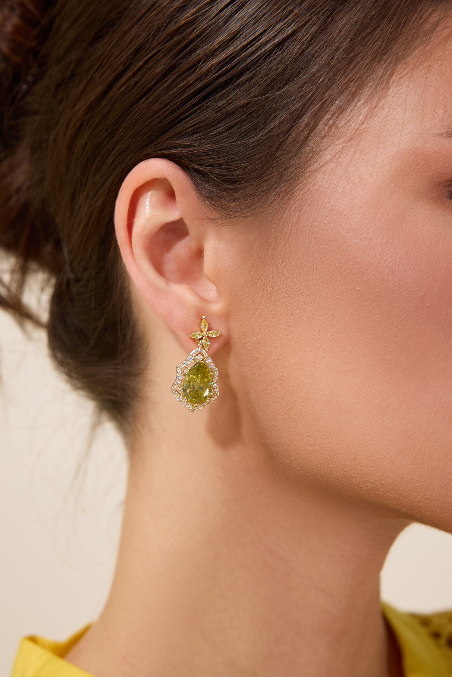 Faux Diamond Floral Irregular Shape Earrings