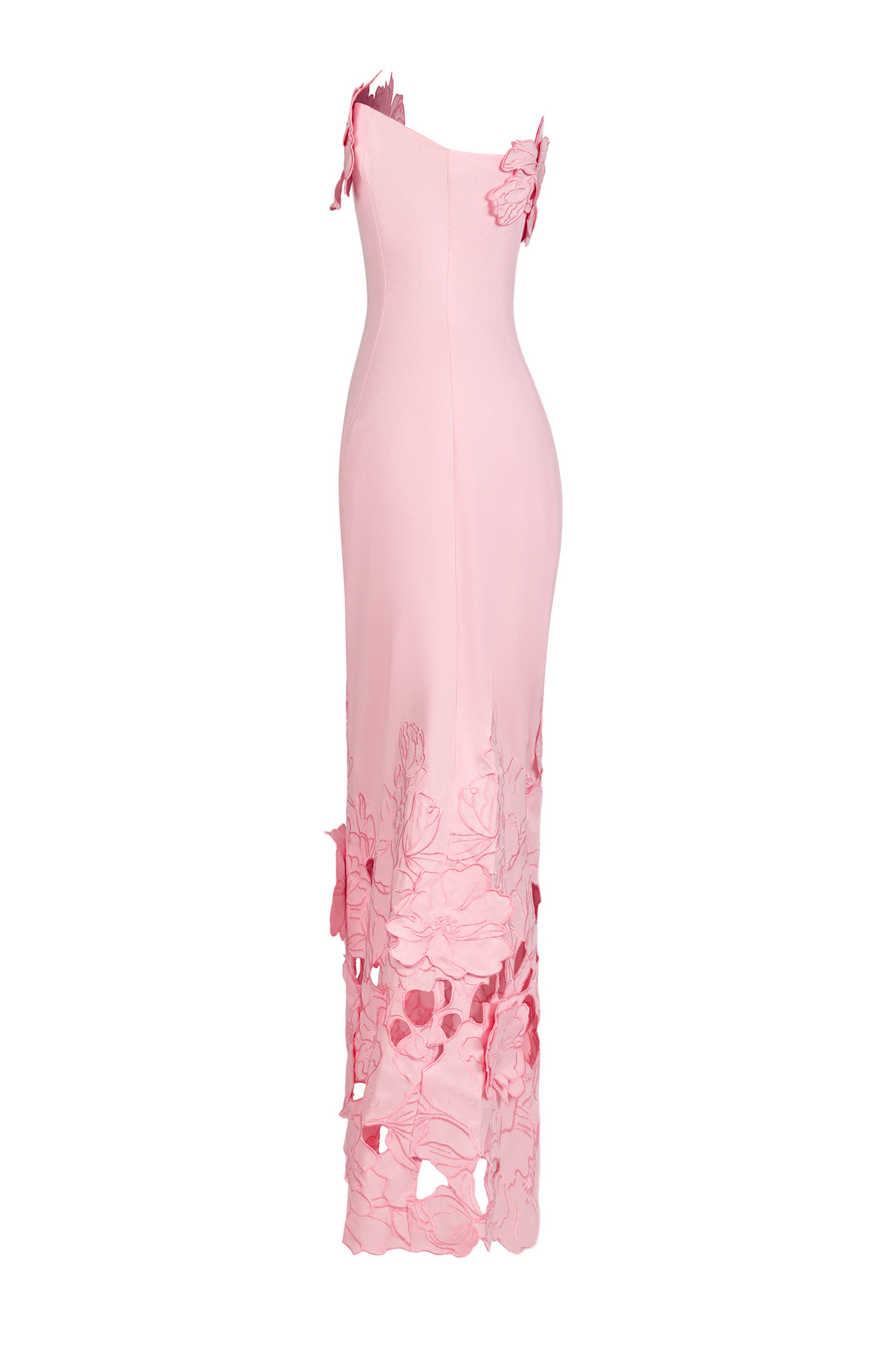 Off-Shoulder Floral Appliquéd Midi Dress