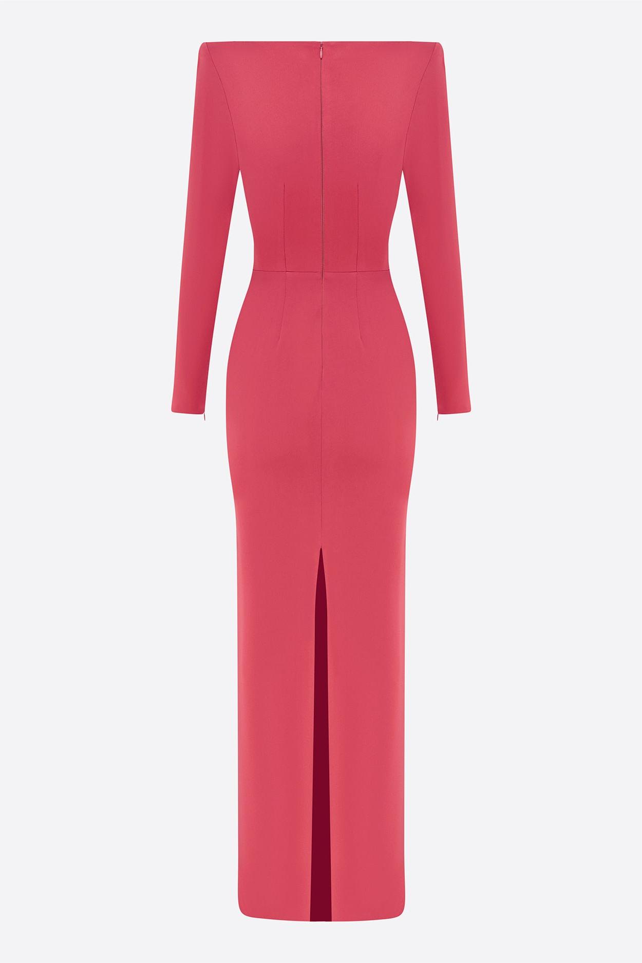 Satin Square Collar Long Sleeve Maxi Dress