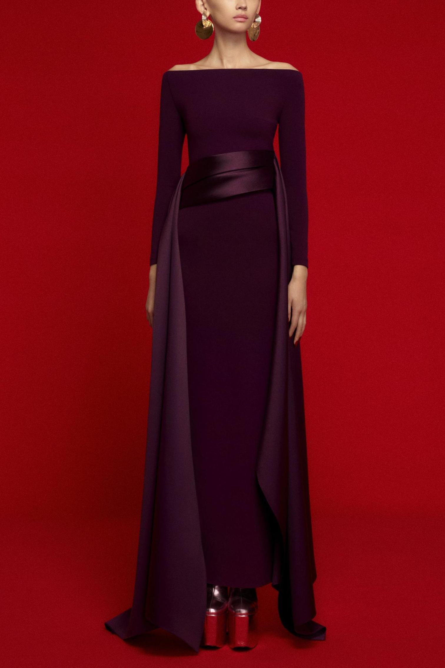 Satin Splicing Off-Shoulder Maxi Dress