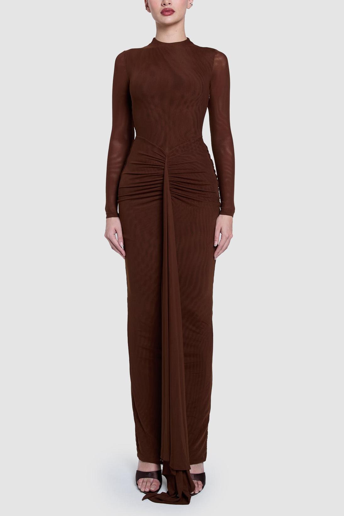 Jersey Solid Maxi Dress With Cape