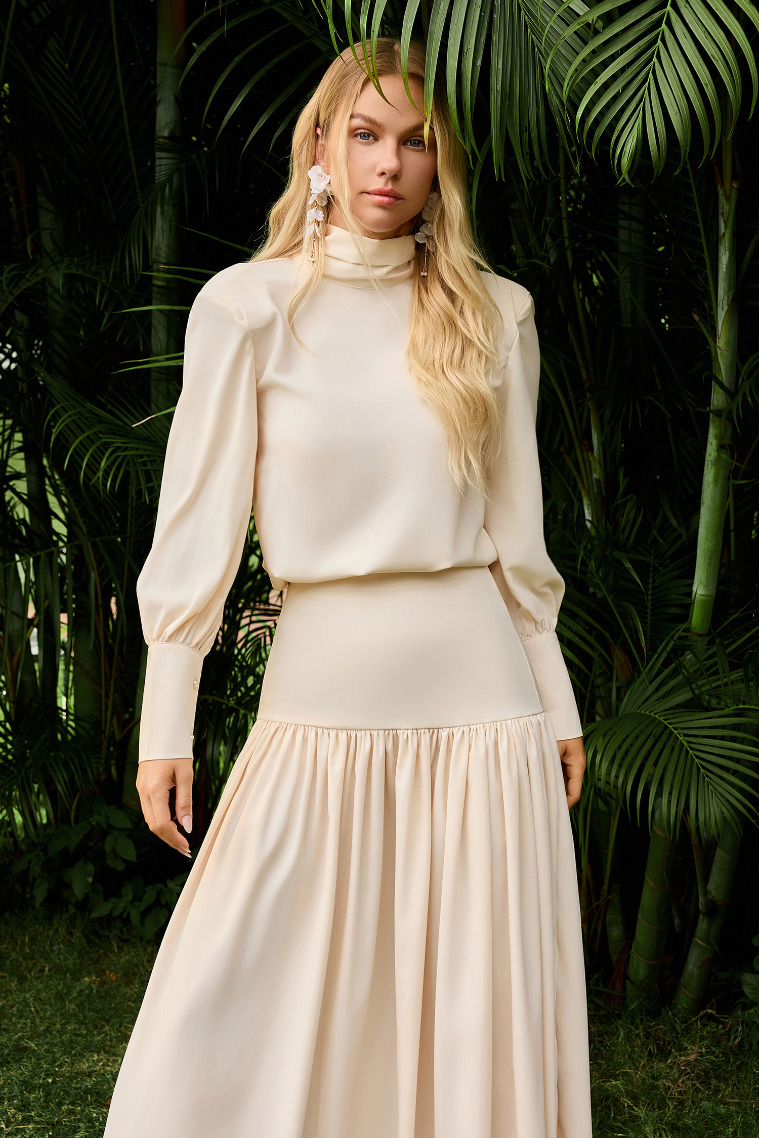 Solid Long Sleeve Top & Maxi Skirt Set