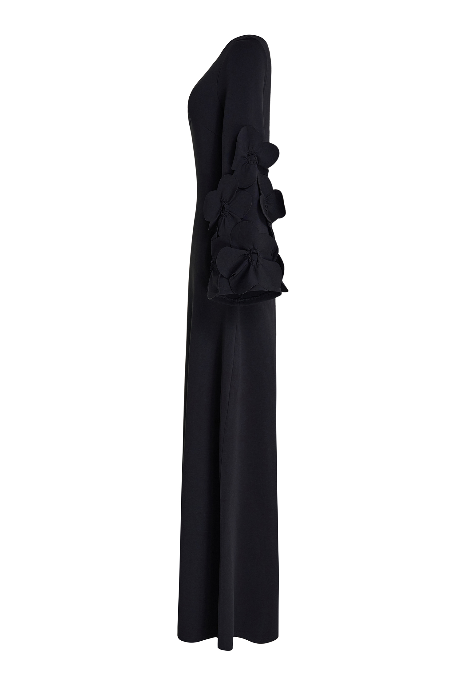 3D Floral Solid Cut-Out Maxi Dress