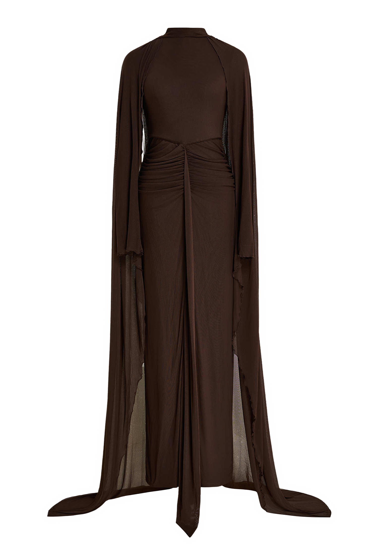 Jersey Solid Maxi Dress With Cape