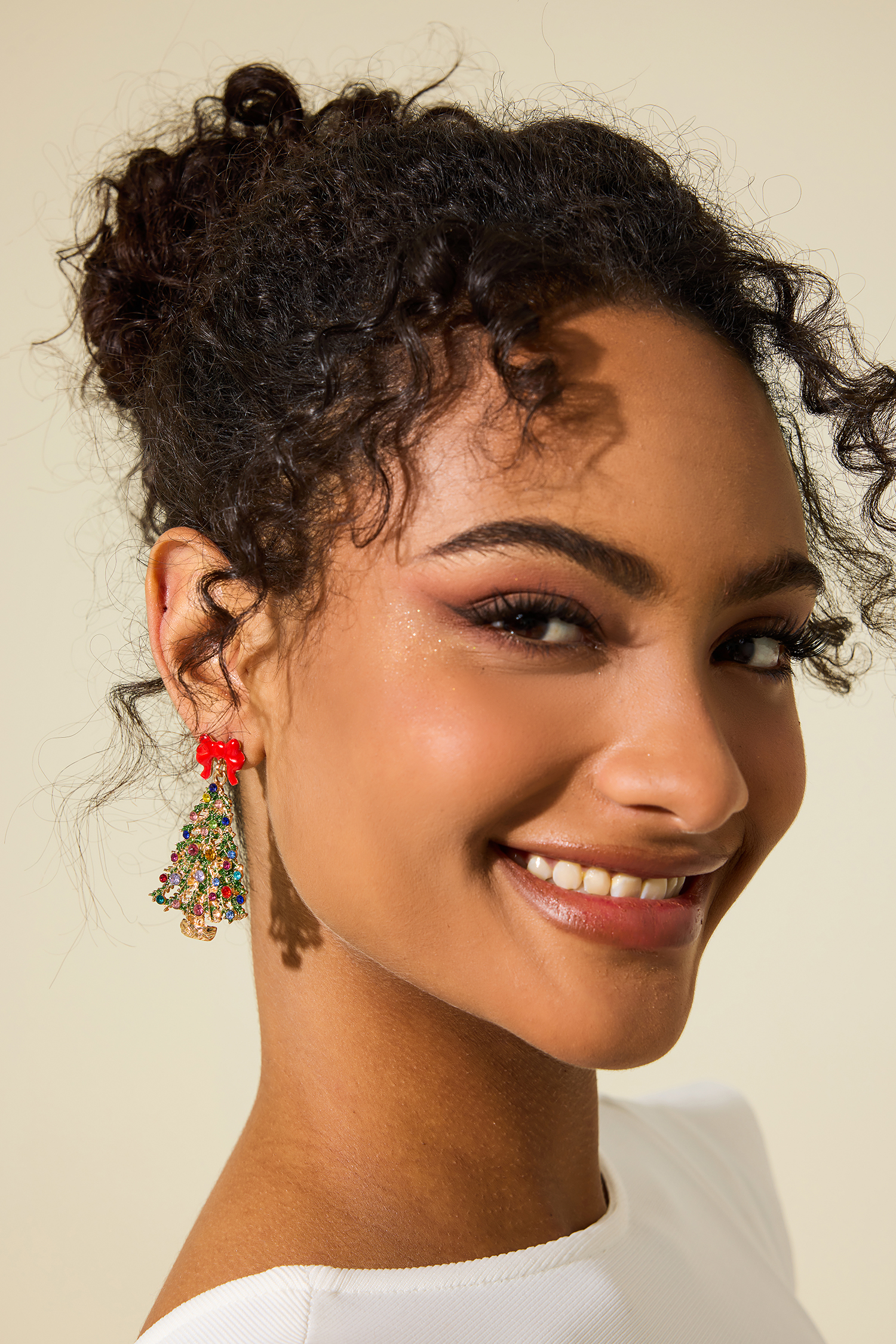 Rhinestone Christmas Tree Shape Earrings